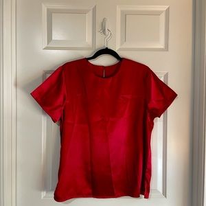 Vintage Anthony Richards Satin Red Top holiday party work blouse rare find